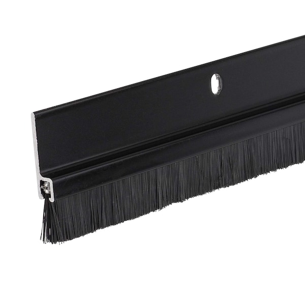 3' Black Aluminum Brush Door Sweep For Gap Up To 1"